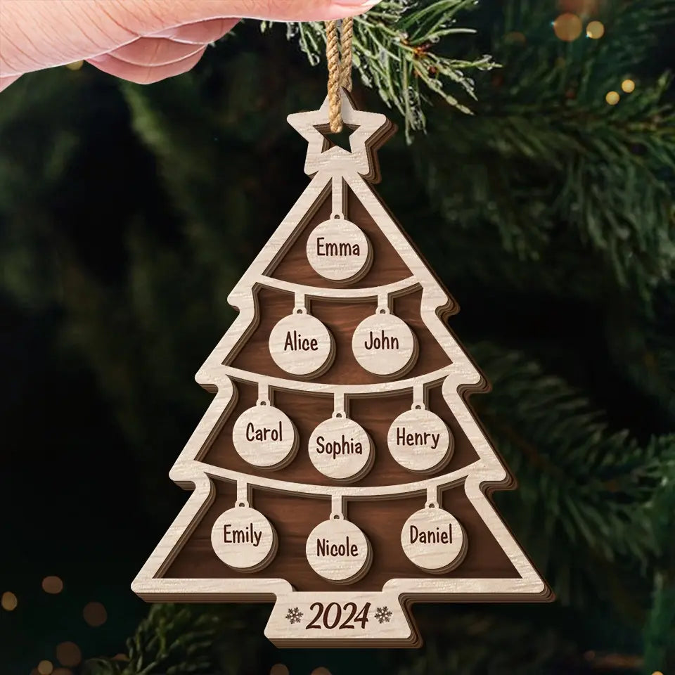 Blessings To Our Family This Holiday Season - Family Personalized Custom Shaped 2 Layered Wood Christmas Ornament - Christmas Gift For Family Members