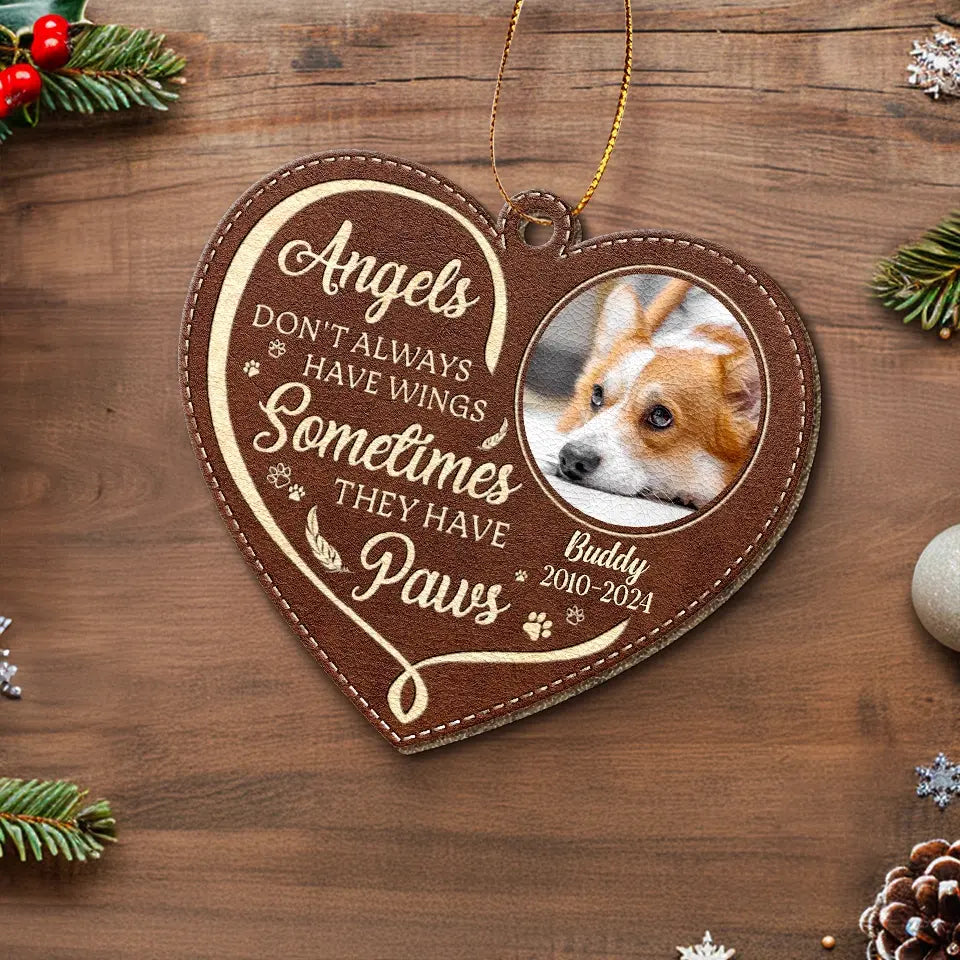 Custom Photo Run Free, Dear Friend - Memorial Personalized Custom Leather Ornament - Sympathy Gift, Christmas Gift For Pet Owners, Pet Lovers
