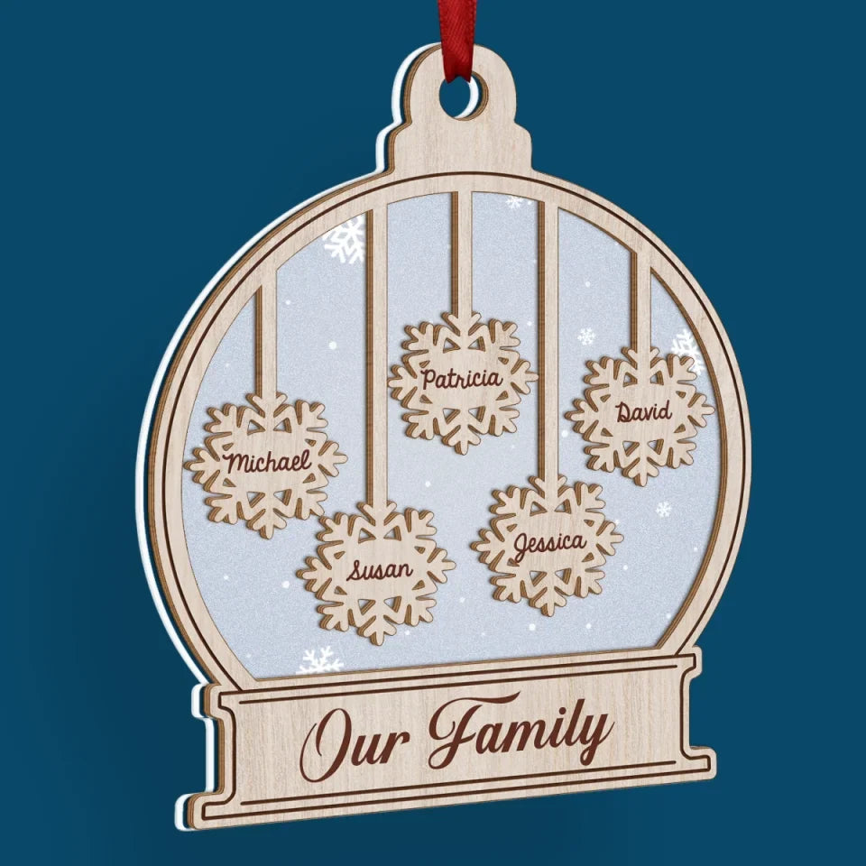 The World Changes When It Snows - Family Personalized Custom Wood & Acrylic Ornament - Christmas Gift For Family Members