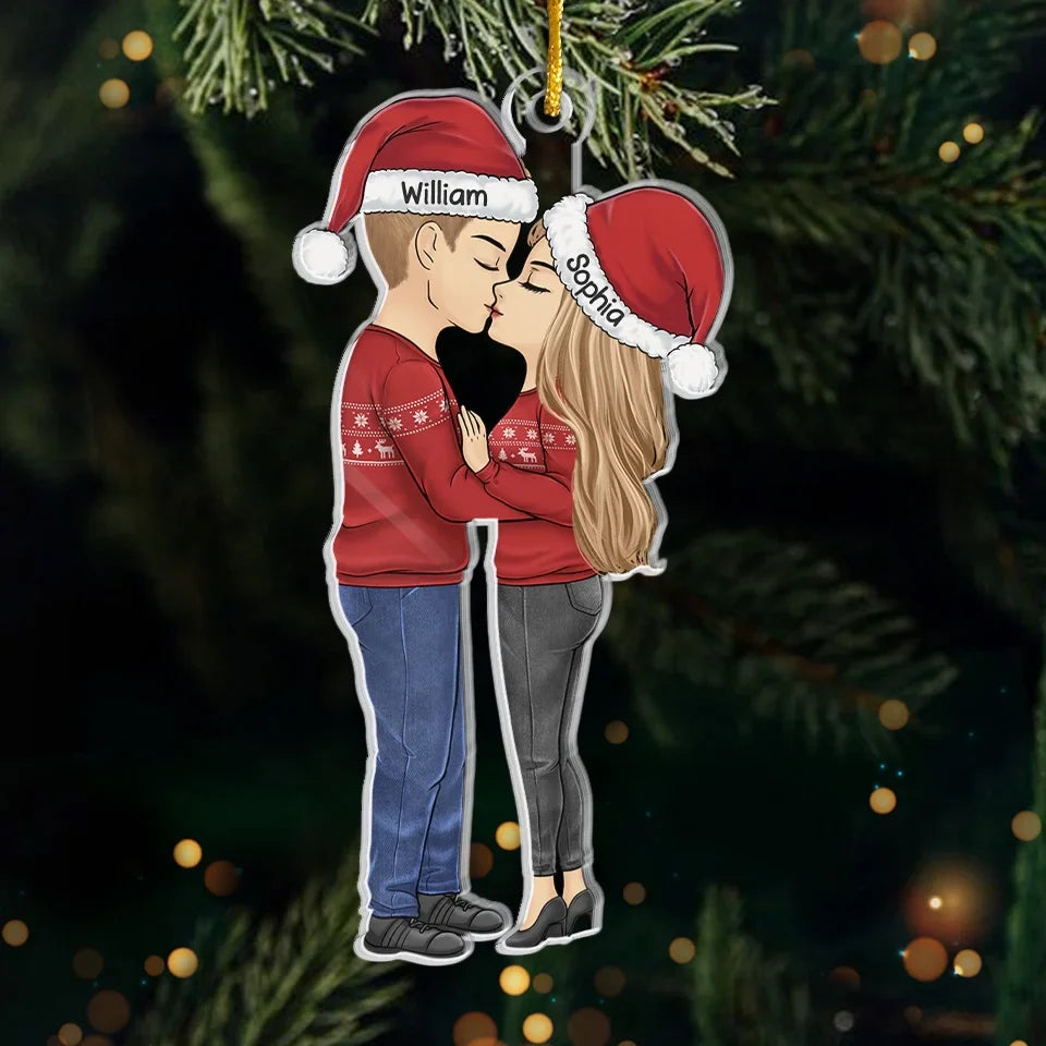 Kisses Are The Best Christmas Gift - Couple Personalized Custom Ornament - Acrylic Custom Shaped - Christmas Gift For Husband Wife, Anniversary
