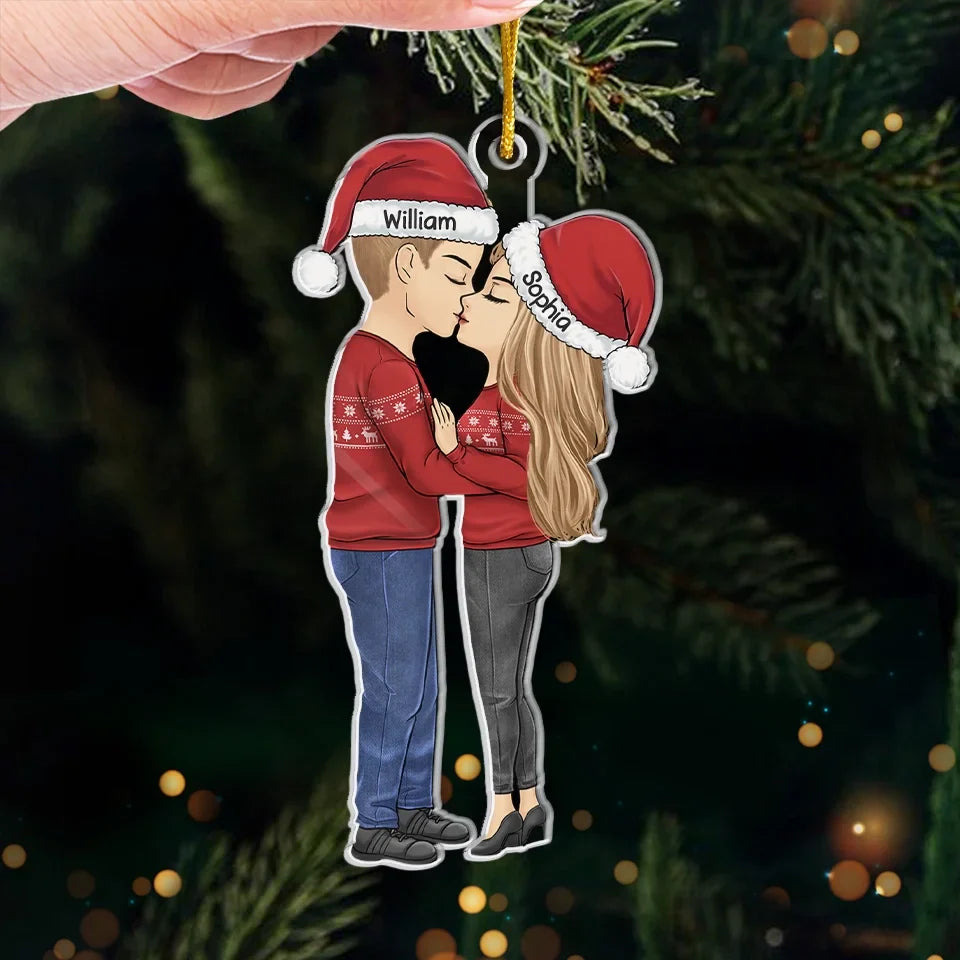 Kisses Are The Best Christmas Gift - Couple Personalized Custom Ornament - Acrylic Custom Shaped - Christmas Gift For Husband Wife, Anniversary