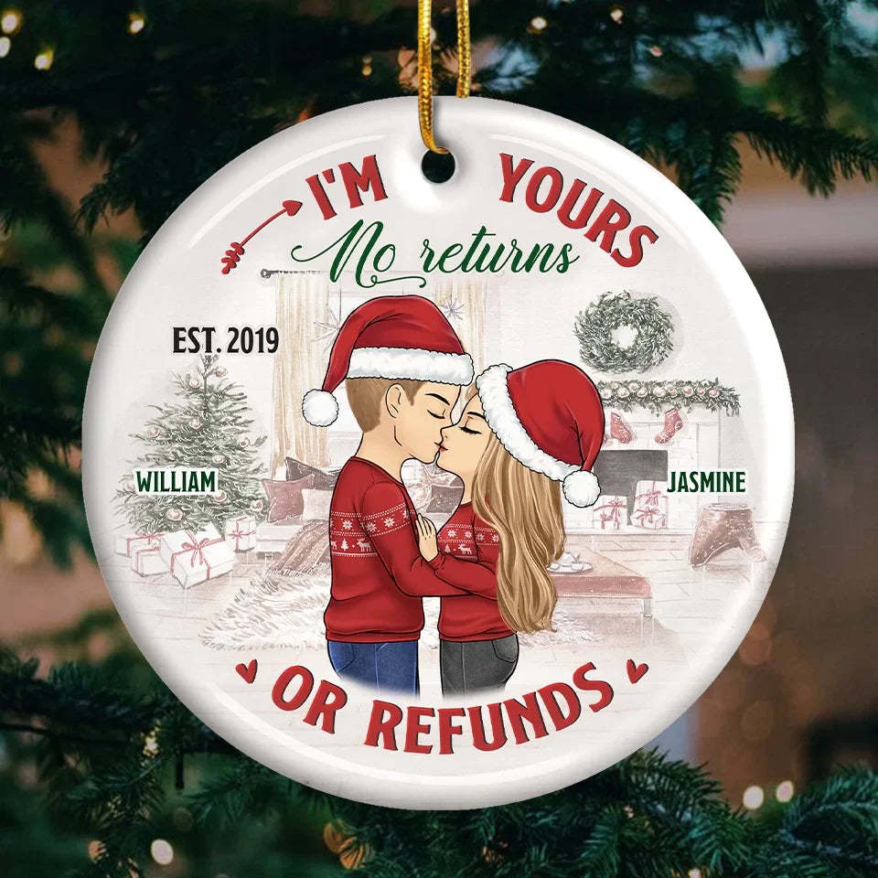 Our Love Is The Magic Of Christmas - Couple Personalized Custom Ornament - Ceramic Round Shaped - Christmas Gift For Husband Wife, Anniversary