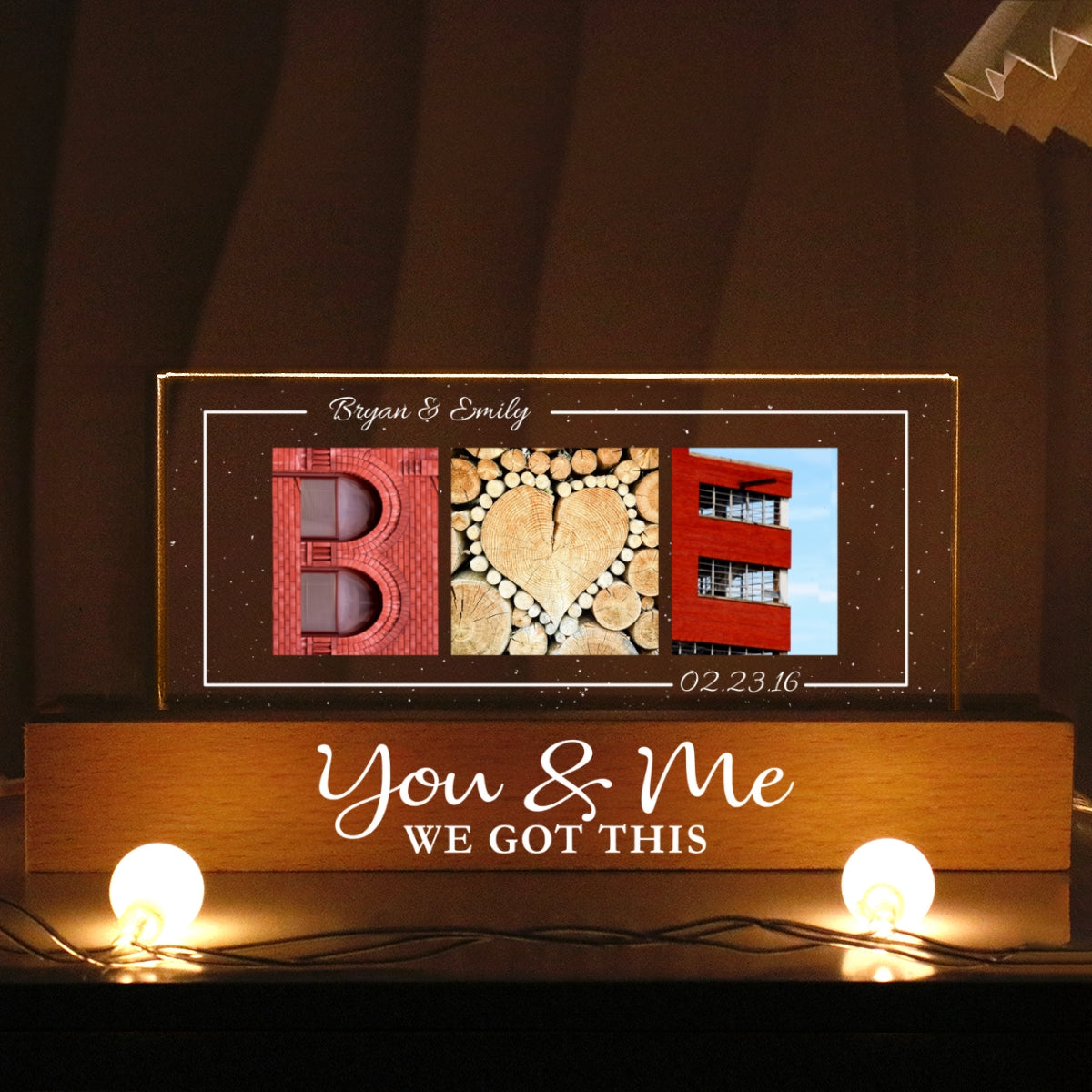 Couple Initials Alphabet Photography Art Anniversary Gift Personalized Acrylic Block LED Night Light, Heartfelt 2025 Gift, Anniversary Gift For Girlfriend, For Wife