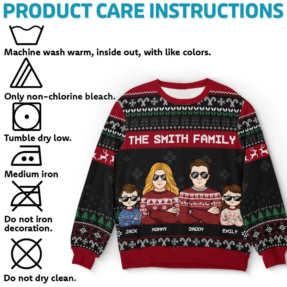 Family Where Life Begins And Love Never Ends - Family Personalized Custom Ugly Sweatshirt - Unisex Wool Jumper - Christmas Gift For Family Members