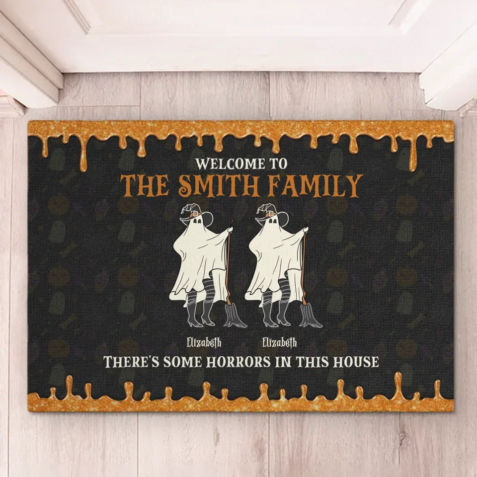 There's Some Horrors In This House - Family Personalized Custom Home Decor Decorative Mat - Halloween Gift For Family Members