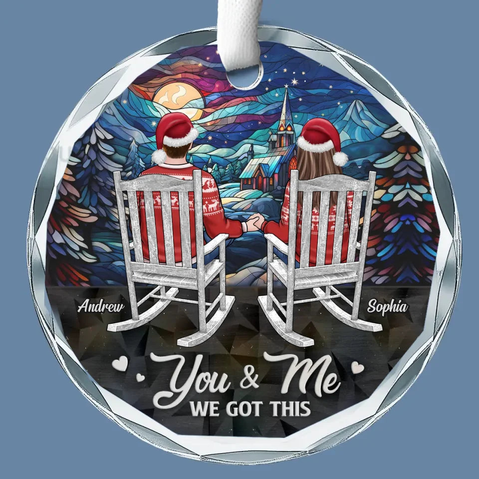 You Make Every Day Feel Like Christmas - Couple Personalized Custom Circle Glass Ornament - Christmas Gift For Husband Wife, Anniversary