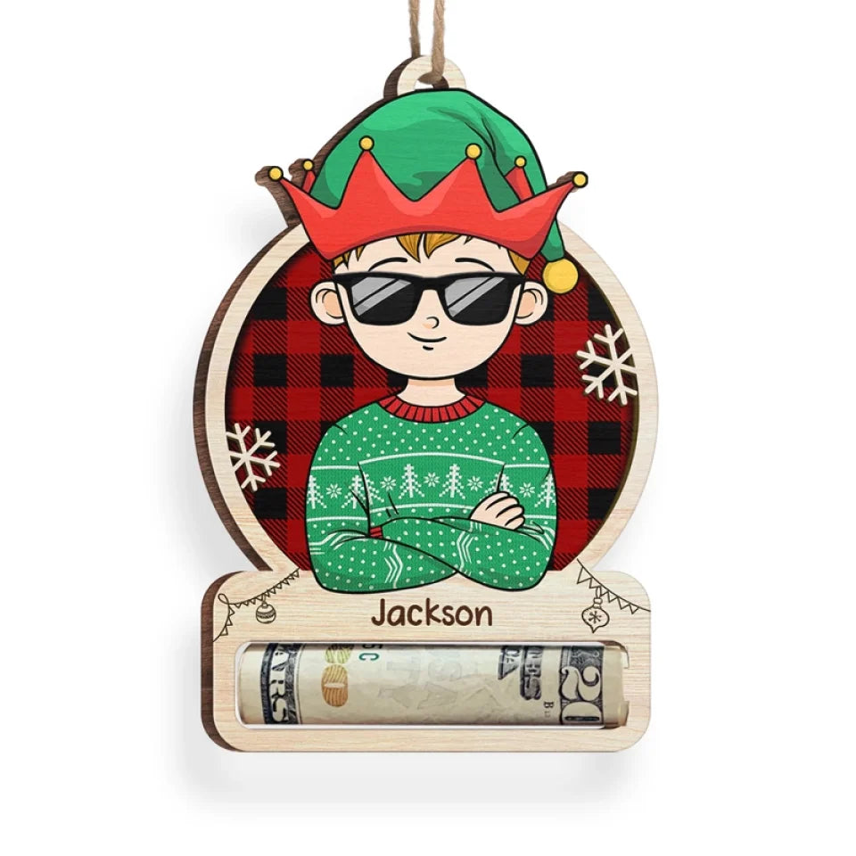 Love Grows Best In A Happy Family - Family Personalized Custom Ornament, Money Holder - Wood Custom Shaped - Christmas Gift For Family Members