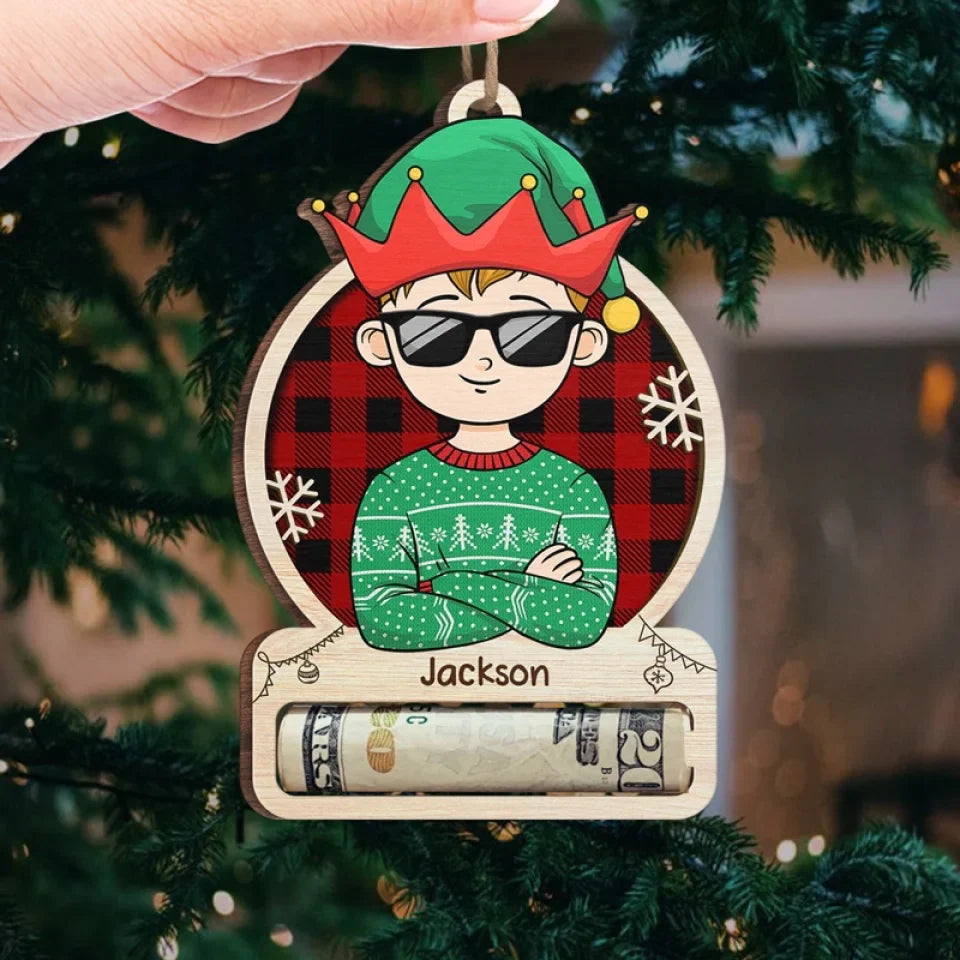 Love Grows Best In A Happy Family - Family Personalized Custom Ornament, Money Holder - Wood Custom Shaped - Christmas Gift For Family Members