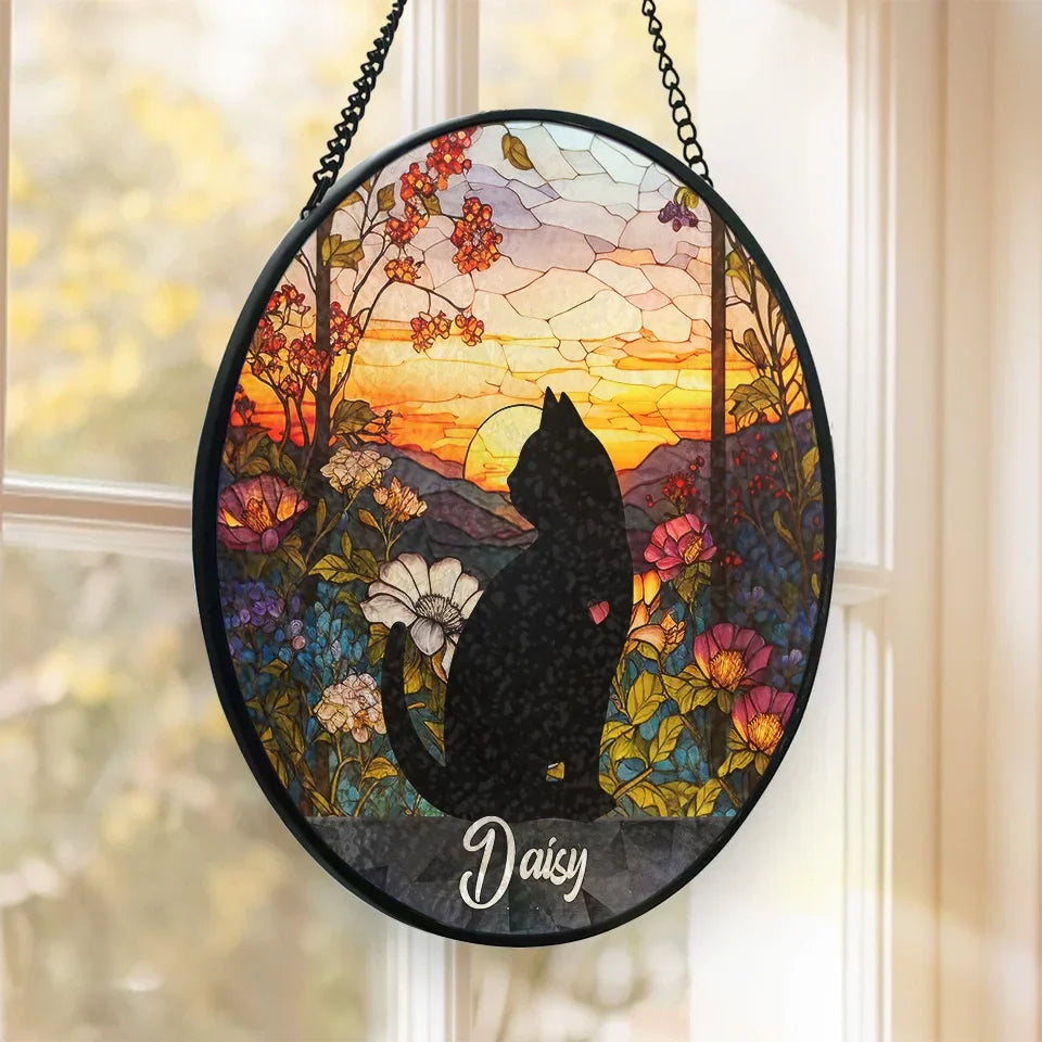 My Purr You Will Miss, But I’m Still Here - Memorial Personalized Custom Stained Glass Window Hanging Suncatcher - Sympathy Gift For Pet Owners, Pet Lovers