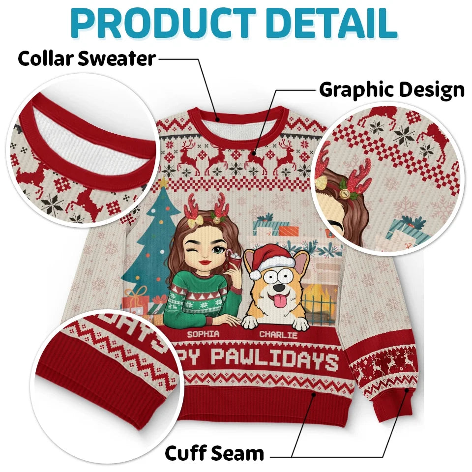 Rockin' Around The Christmas Tree, With My Pet And Me - Dog & Cat Personalized Custom Ugly Sweatshirt - Unisex Wool Jumper - Christmas Gift For Pet Owners, Pet Lovers