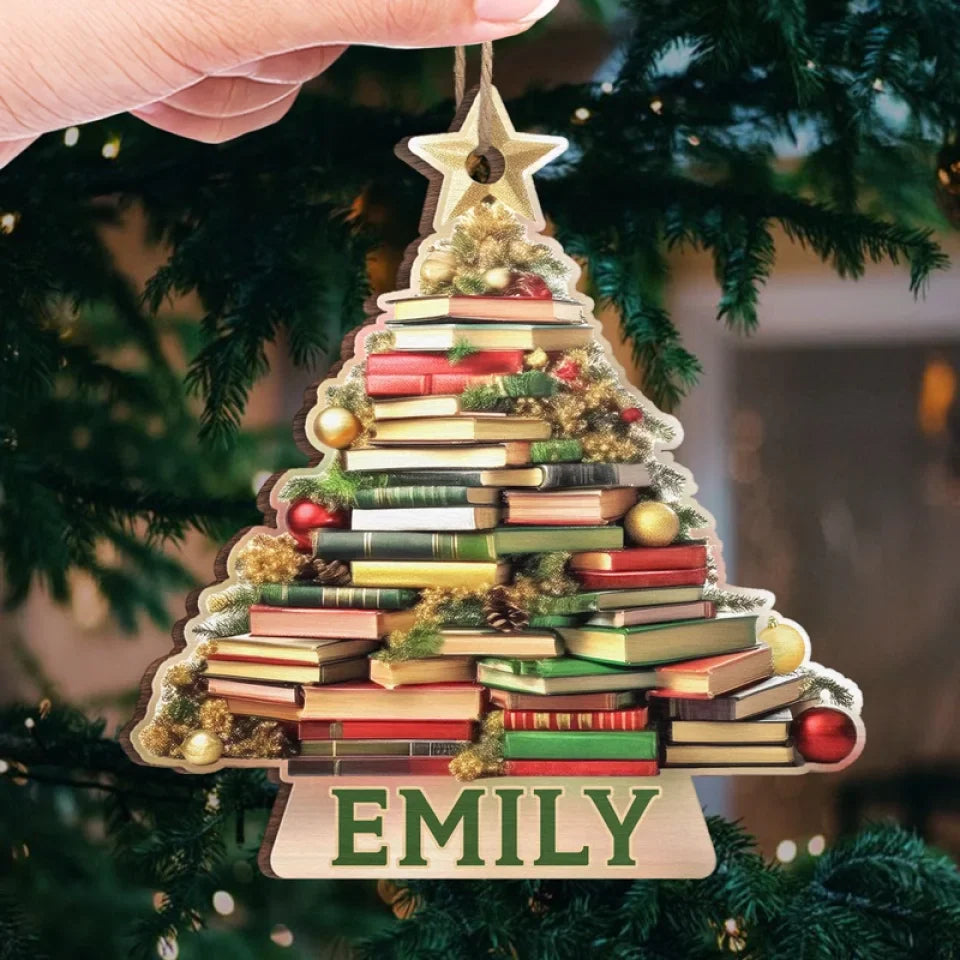 Snow Is Falling Books Are Calling - Personalized Custom Ornament - Wood Custom Shaped - Christmas Gift For Book Lovers