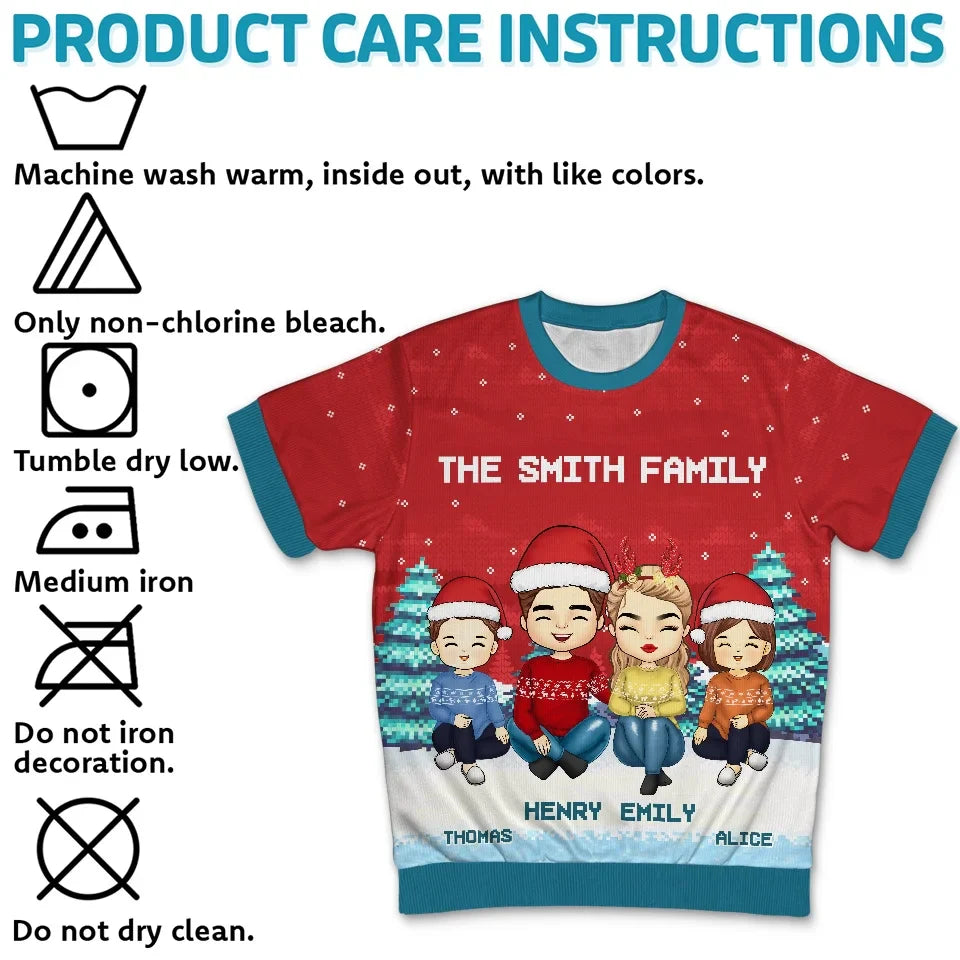 As Long As We Love, There Will Always Be Christmas - Family Personalized Custom All Over Print Adult Short Sleeve Sweater - Christmas Gift For Family Members