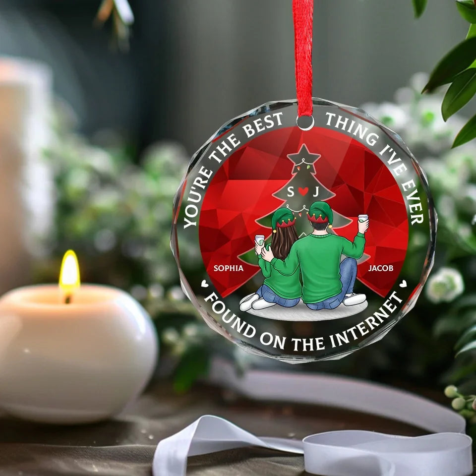 Christmas Cookie Crew - Couple Personalized Custom Circle Glass Ornament - Christmas Gift For Husband Wife, Anniversary