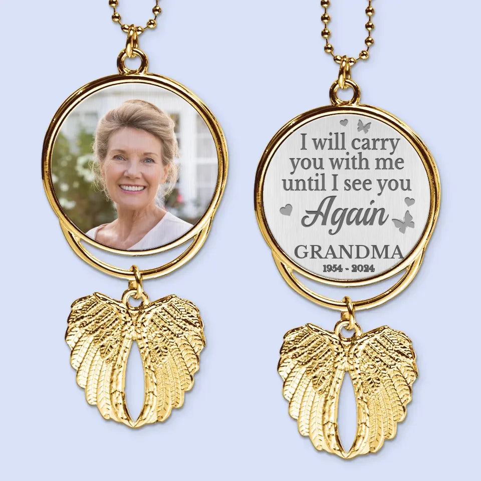 Custom Photo Untill I See You Again - Personalized Custom Memorial Charm Angel Wings - Sympathy Gift For Family Members