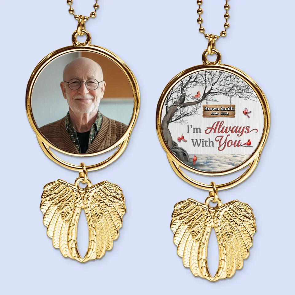 Custom Photo Not A Day Goes By That You're Not Missed - Personalized Custom Memorial Charm Angel Wings - Sympathy Gift For Family Members
