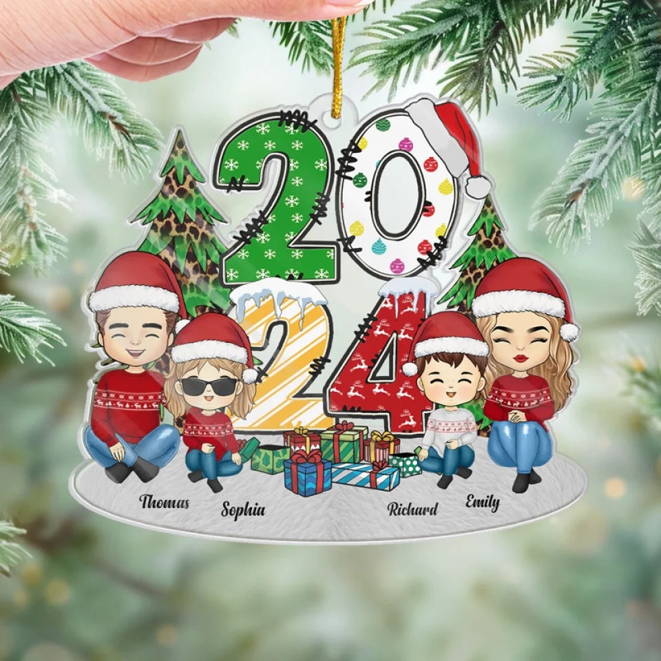 The Joy Of Christmas Is Family Gathered Near - Family Personalized Custom Ornament - Acrylic Custom Shaped - Christmas Gift For Family Members