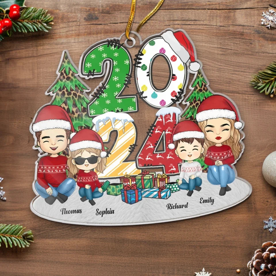 The Joy Of Christmas Is Family Gathered Near - Family Personalized Custom Ornament - Acrylic Custom Shaped - Christmas Gift For Family Members