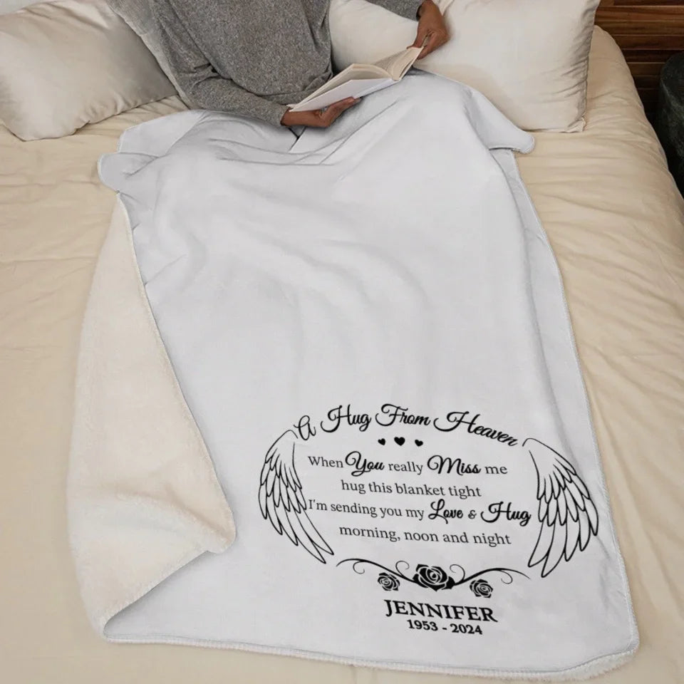 Love From Heaven - Memorial Personalized Custom Blanket - Sympathy Gift For Family Members