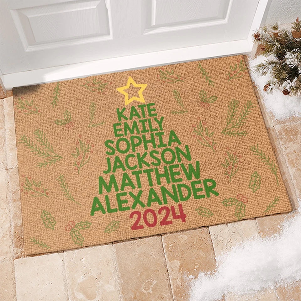 Christmas With My Family Is My Happy Place! - Family Personalized Custom Home Decor Decorative Mat - Christmas Gift For Family Members