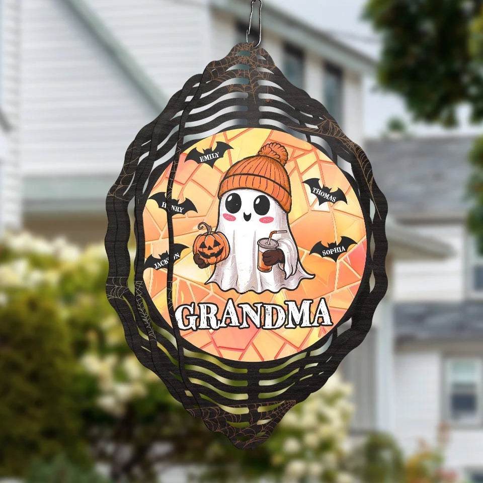 Too Much Of A Cutie To Be Spooky - Family Personalized Custom Wind Spinner - Halloween Gift For Mom, Grandma