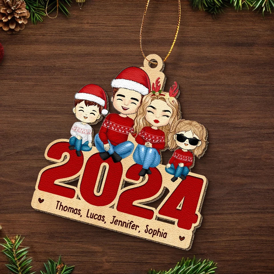 Laughter And Love Fill Our Home This Christmas - Family Personalized Custom Leather Ornament - Christmas Gift For Family Members