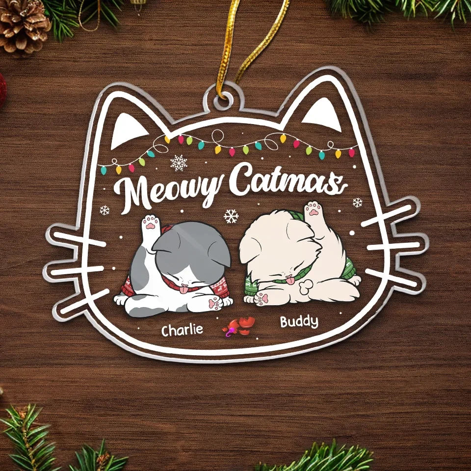 The Cutest Santa Paws - Cat Personalized Custom Ornament - Acrylic Custom Shaped - Christmas Gift For Pet Owners, Pet Lovers