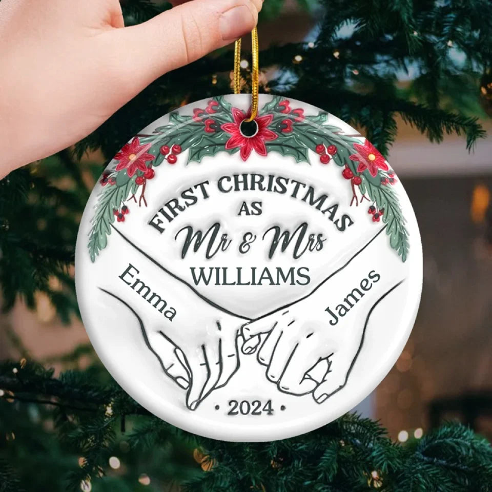 It's Beginning To Look A Lot Like Our First Christmas - Couple Personalized Custom 3D Inflated Effect Printed Ornament - Ceramic Round Shaped - Christmas Gift For Husband Wife, Anniversary, First Christmas