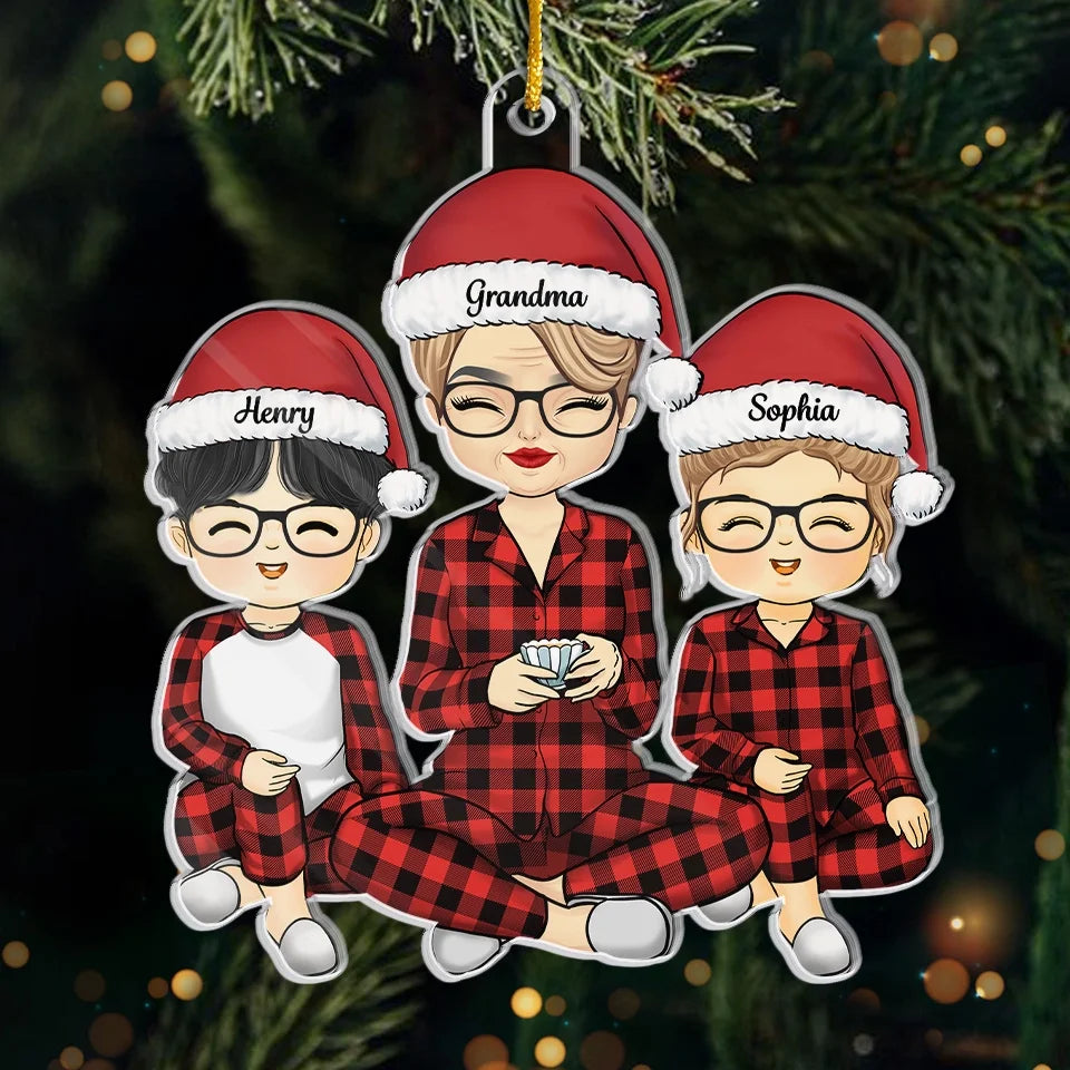 All I Want For Christmas Is To Be With My Family - Family Personalized Custom Ornament - Acrylic Custom Shaped - Christmas Gift For Grandma