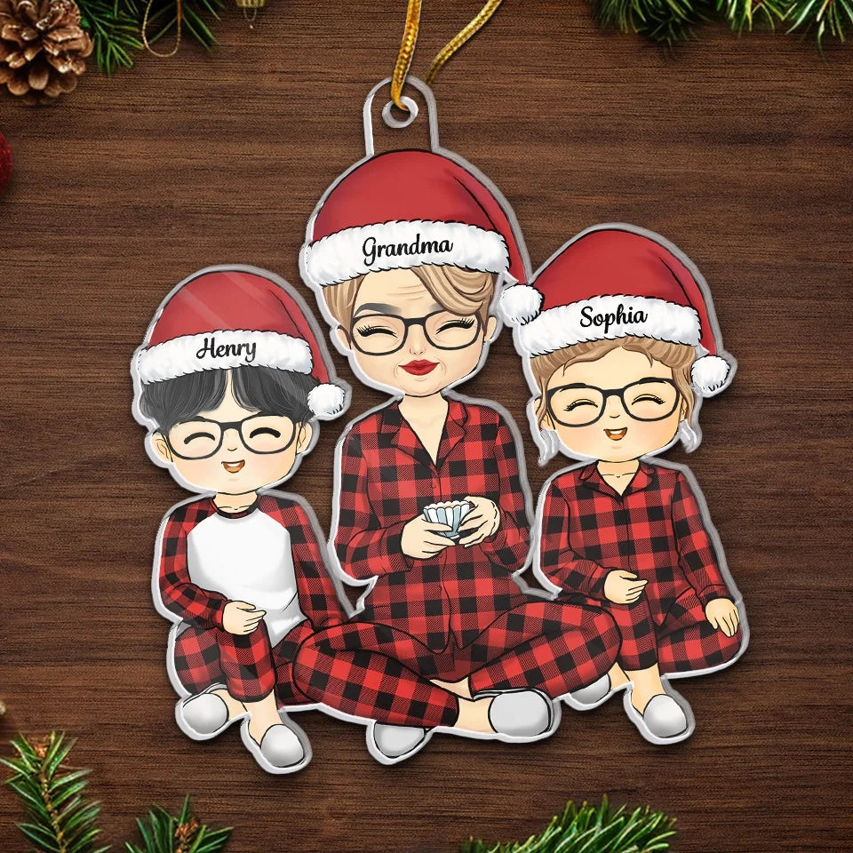 All I Want For Christmas Is To Be With My Family - Family Personalized Custom Ornament - Acrylic Custom Shaped - Christmas Gift For Grandma