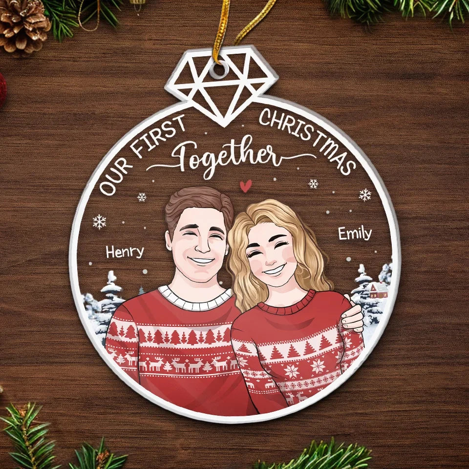 It's Beginning To Look A Lot Like Our First Christmas Together - Couple Personalized Custom Ornament - Acrylic Custom Shaped - Christmas Gift For Husband Wife, Anniversary, First Christmas