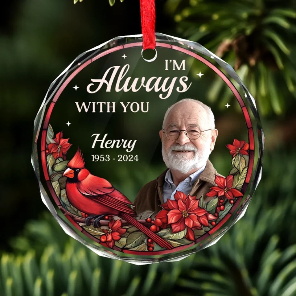 Custom Photo Your Presence Is Missed Daily - Memorial Personalized Custom Circle Glass Ornament - Sympathy Gift For Family Members