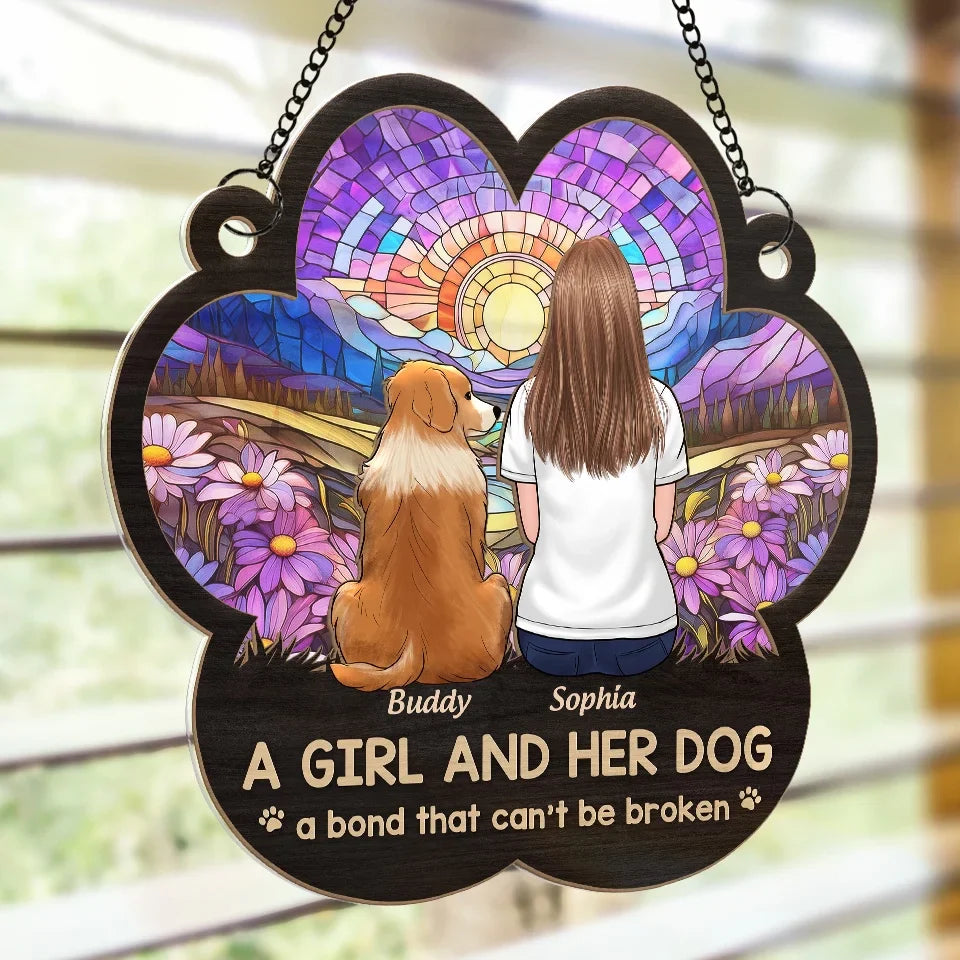 Where There Is Love, There Is No Goodbye - Memorial Personalized Window Hanging Suncatcher Ornament - Sympathy Gift For Pet Owners, Pet Lovers