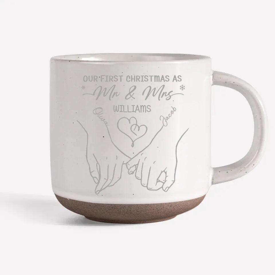 Our First Christmas - Couple Personalized Custom Pottery Mug - Christmas Gift For Husband Wife, Anniversary, First Christmas