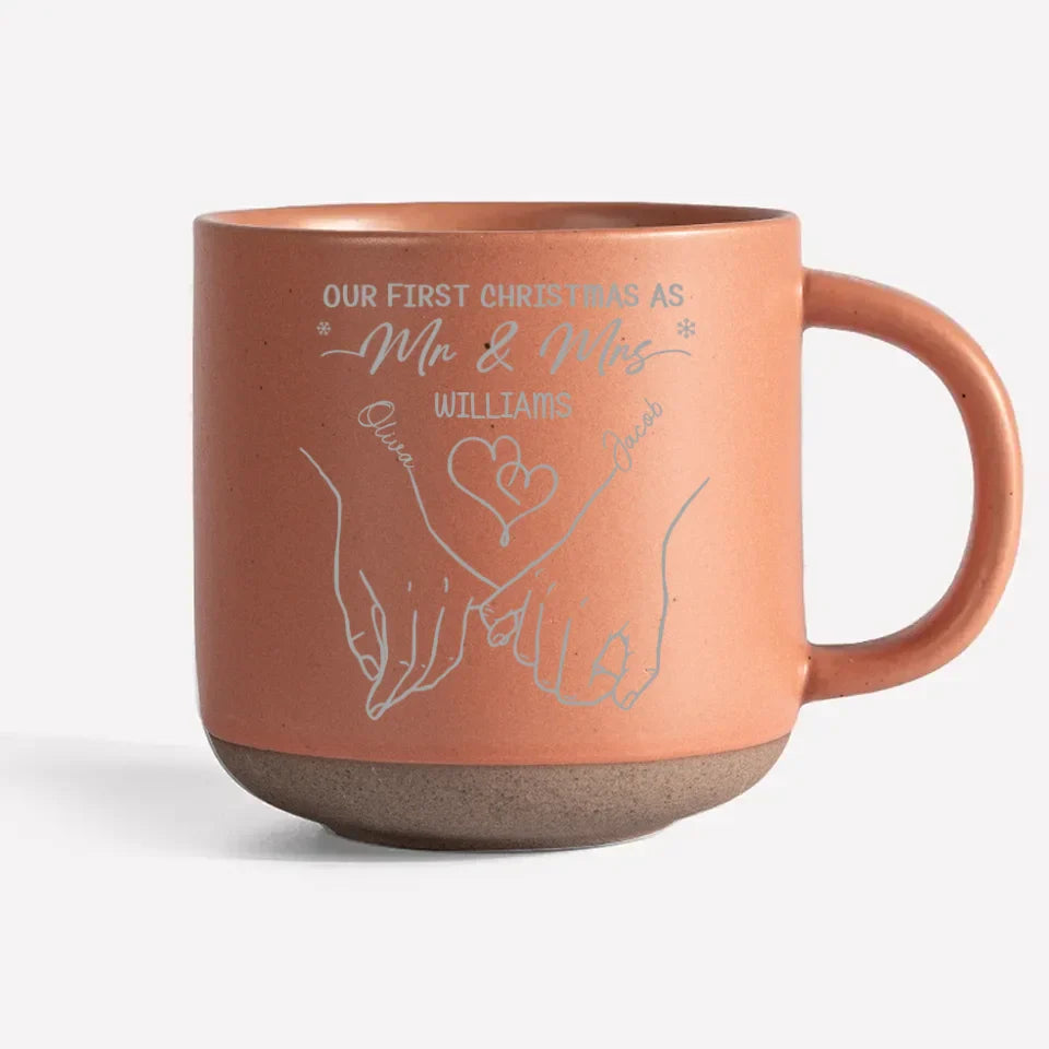 Our First Christmas - Couple Personalized Custom Pottery Mug - Christmas Gift For Husband Wife, Anniversary, First Christmas
