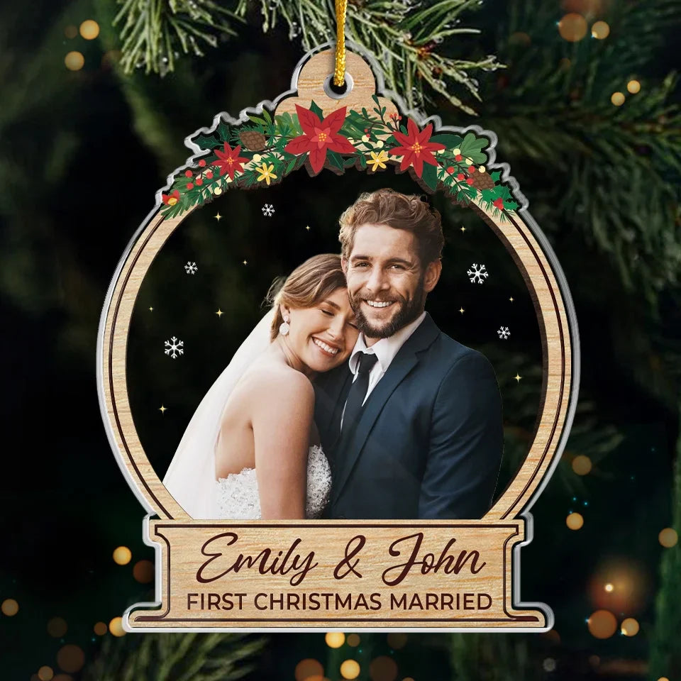 Custom Photo Our First Christmas Is A Dream Come True - Couple Personalized Custom Ornament - Acrylic Custom Shaped - Christmas Gift For Husband Wife, Anniversary, First Christmas