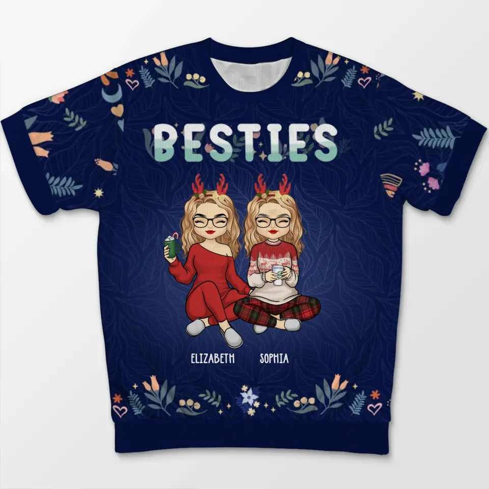 Friendship Is A Priceless Treasure - Bestie Personalized Custom All Over Print Adult Short Sleeve Sweater - Christmas Gift For Best Friends, BFF, Sisters