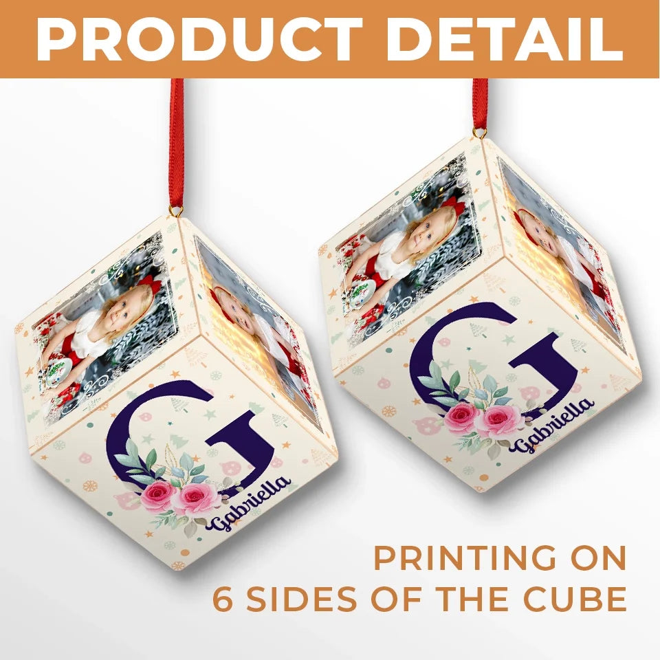 Custom Photo Your First Christmas Is Our Most Precious Gift - Family Personalized Custom Wooden Cube Ornament - Christmas Gift For Baby Kids, Newborn Baby