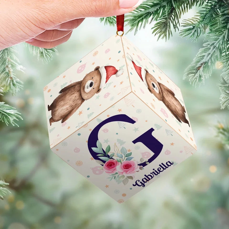 Love Grows Best In A Family - Family Personalized Custom Wooden Cube Ornament - Christmas Gift For Baby Kids, Newborn Baby, First Christmas