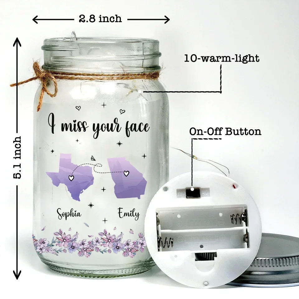 Distance Means Little When Someone Means So Much - Bestie Personalized Custom Mason Jar Light - Gift For Best Friends, BFF, Sisters
