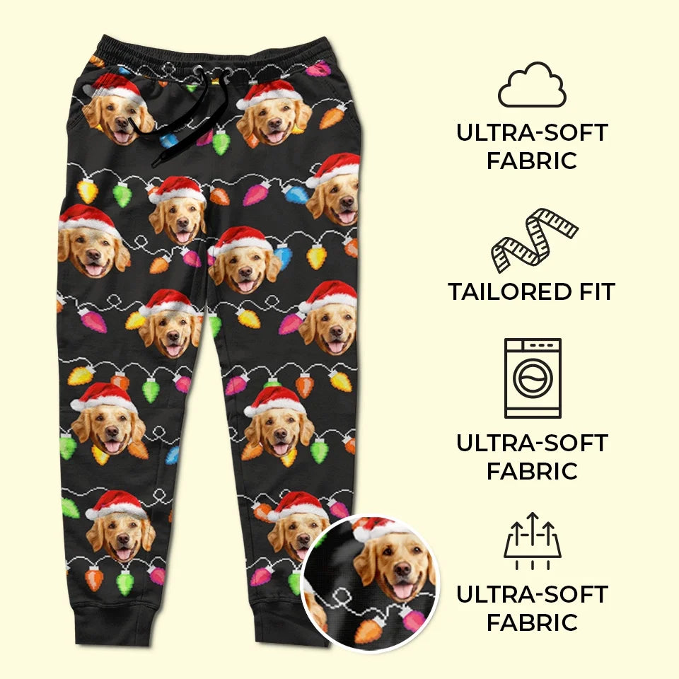 Custom Photo Furry Kisses And Christmas Wishes - Dog & Cat Personalized Custom Unisex Sweatpants - Christmas Gift For Pet Owners, Pet Lovers