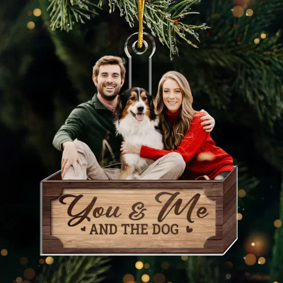 Custom Photo We Wish You A Waggy Christmas - Couple Personalized Custom Ornament - Acrylic Custom Shaped - Christmas Gift For Husband Wife, Anniversary, Pet Owners, Pet Lovers