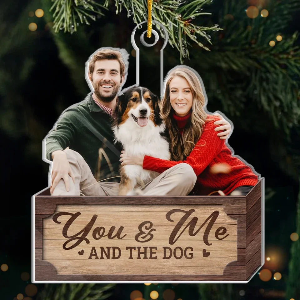 Custom Photo We Wish You A Waggy Christmas - Couple Personalized Custom Ornament - Acrylic Custom Shaped - Christmas Gift For Husband Wife, Anniversary, Pet Owners, Pet Lovers