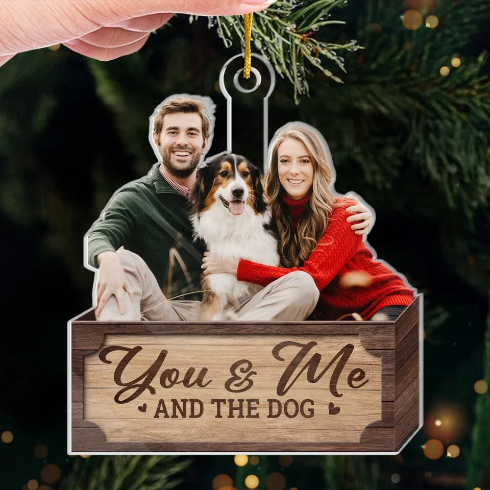 Custom Photo We Wish You A Waggy Christmas - Couple Personalized Custom Ornament - Acrylic Custom Shaped - Christmas Gift For Husband Wife, Anniversary, Pet Owners, Pet Lovers