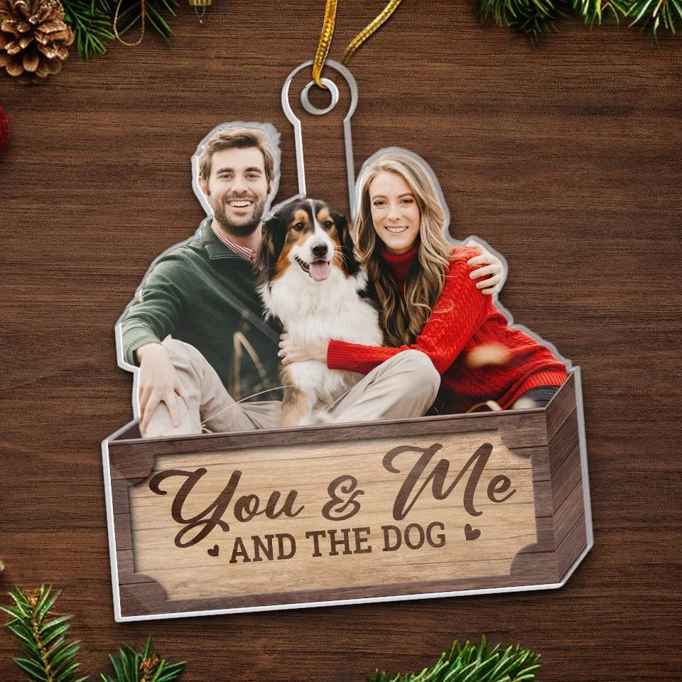 Custom Photo We Wish You A Waggy Christmas - Couple Personalized Custom Ornament - Acrylic Custom Shaped - Christmas Gift For Husband Wife, Anniversary, Pet Owners, Pet Lovers