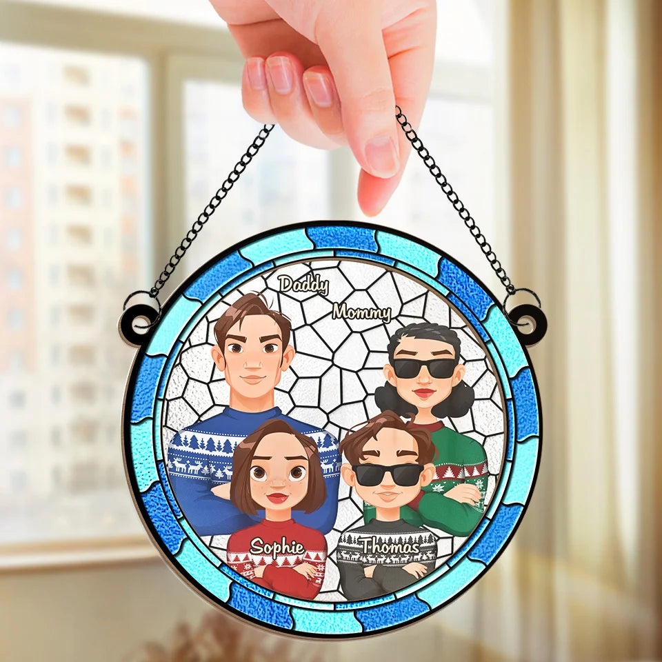 Together, We Celebrate The Magic Of The Season - Family Personalized Window Hanging Suncatcher Ornament - Christmas Gift For Family Members
