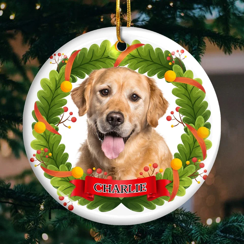 Custom Photo Keep Your Pet Close To Your Heart This Christmas - Dog & Cat Personalized Custom Ornament - Ceramic Round Shaped - Christmas Gift For Pet Owners, Pet Lovers