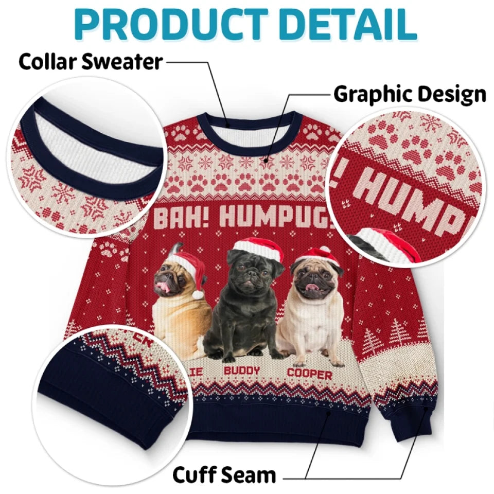 Custom Photo Happiness Is A Warm Puppy - Dog & Cat Personalized Custom Ugly Sweatshirt - Unisex Wool Jumper - Christmas Gift For Pet Owners, Pet Lovers