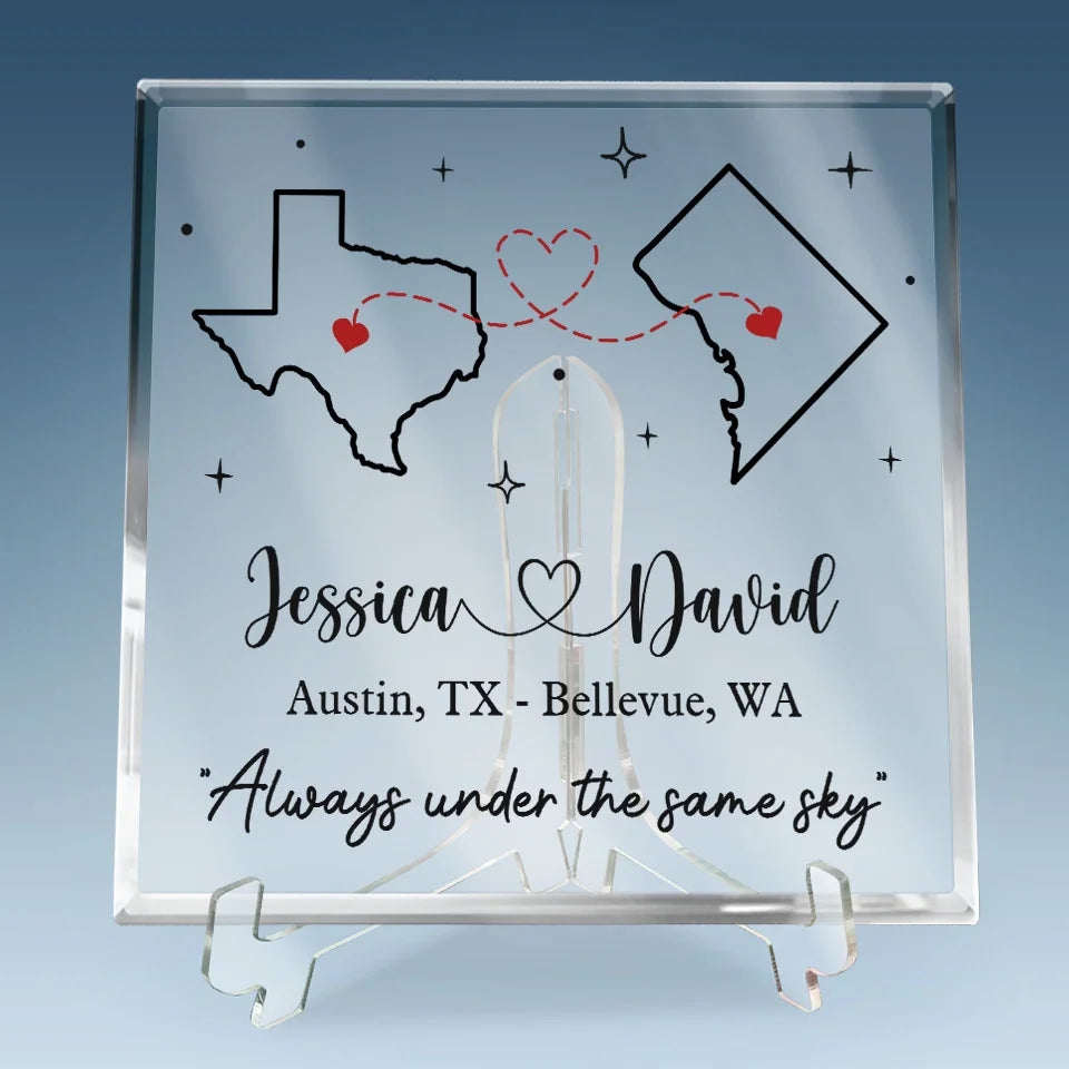 Always Under The Same Sky - Couple Personalized Custom Square Shaped Acrylic Plaque - Gift For Husband Wife, Anniversary