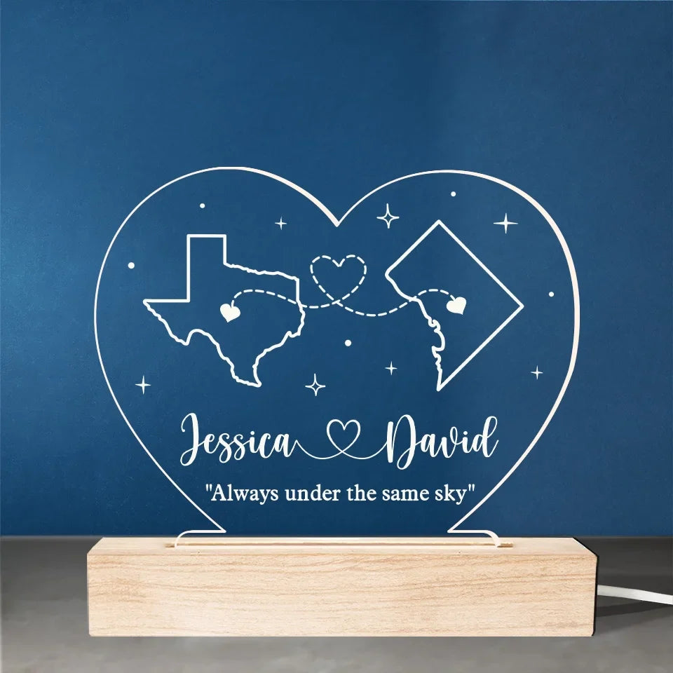Together Under One Sky - Couple Personalized Custom Shaped 3D LED Light - Gift For Husband Wife, Anniversary