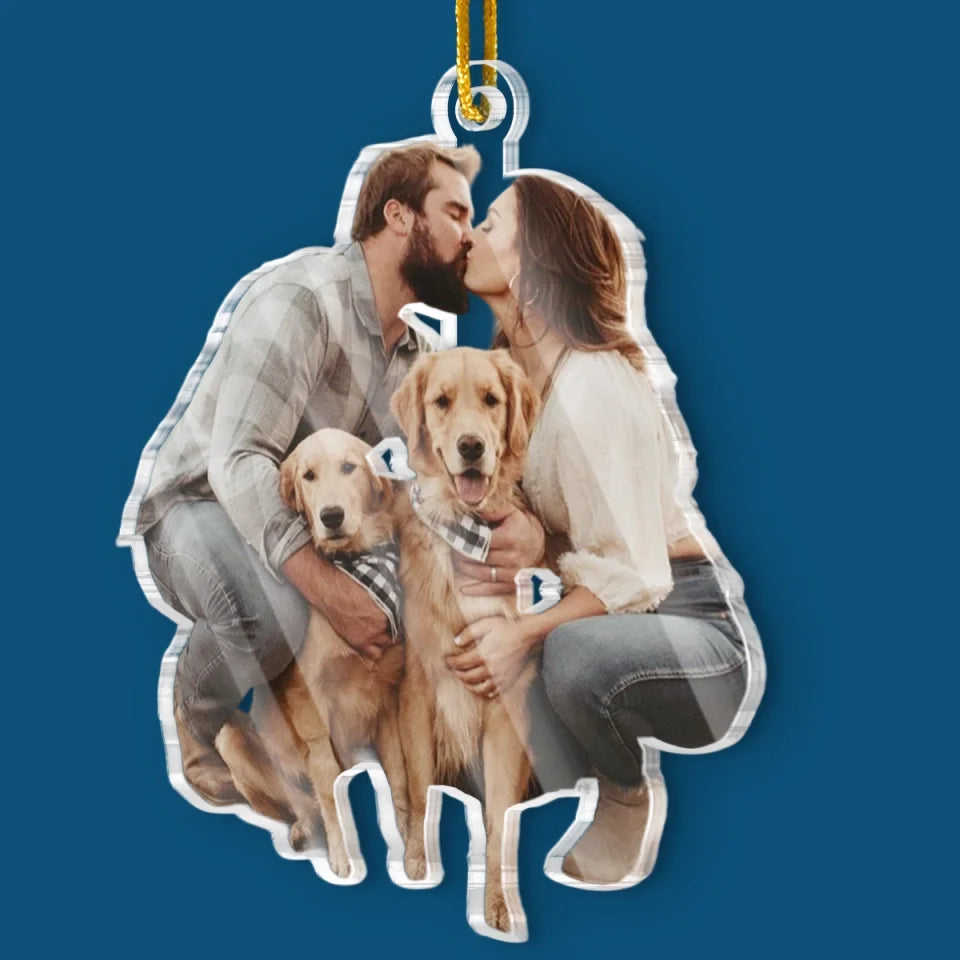 Custom Photo Let The Spirit Of Christmas Ever Warm Our Hearts - Couple Personalized Custom Ornament - Acrylic Custom Shaped - Christmas Gift For Husband Wife, Anniversary, Pet Owners, Pet Lovers